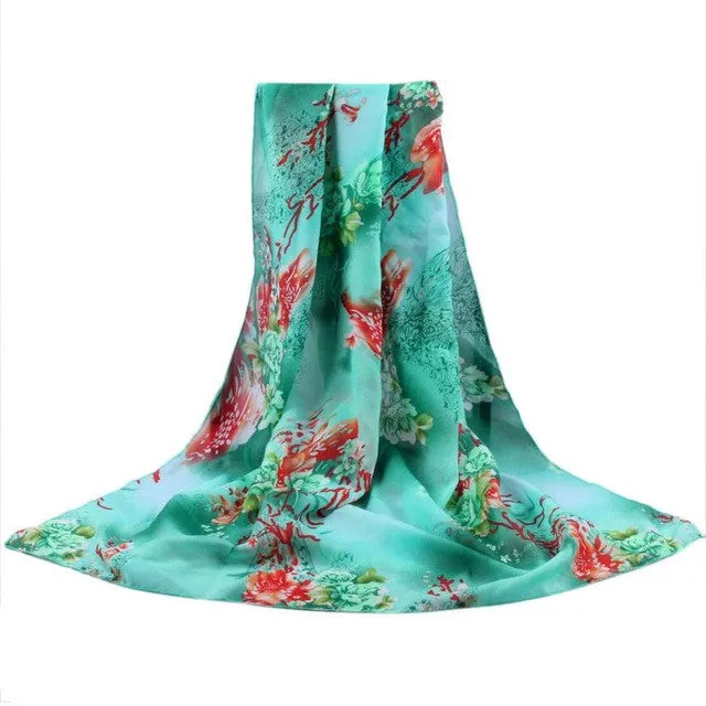 160*50cm   Print Chiffon Scarf Big Size Square Scarf Women Wrap Beach Cover Up Female womens scarfs fashionable YLYL SM6