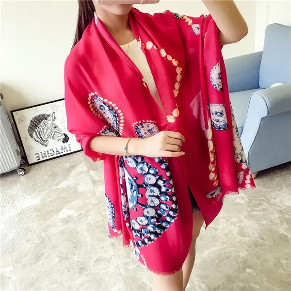 190cm*90cm Women Scarves Necklace Printed Soft Long Wraps Shawl Scarves Cotton Scarf Shawls