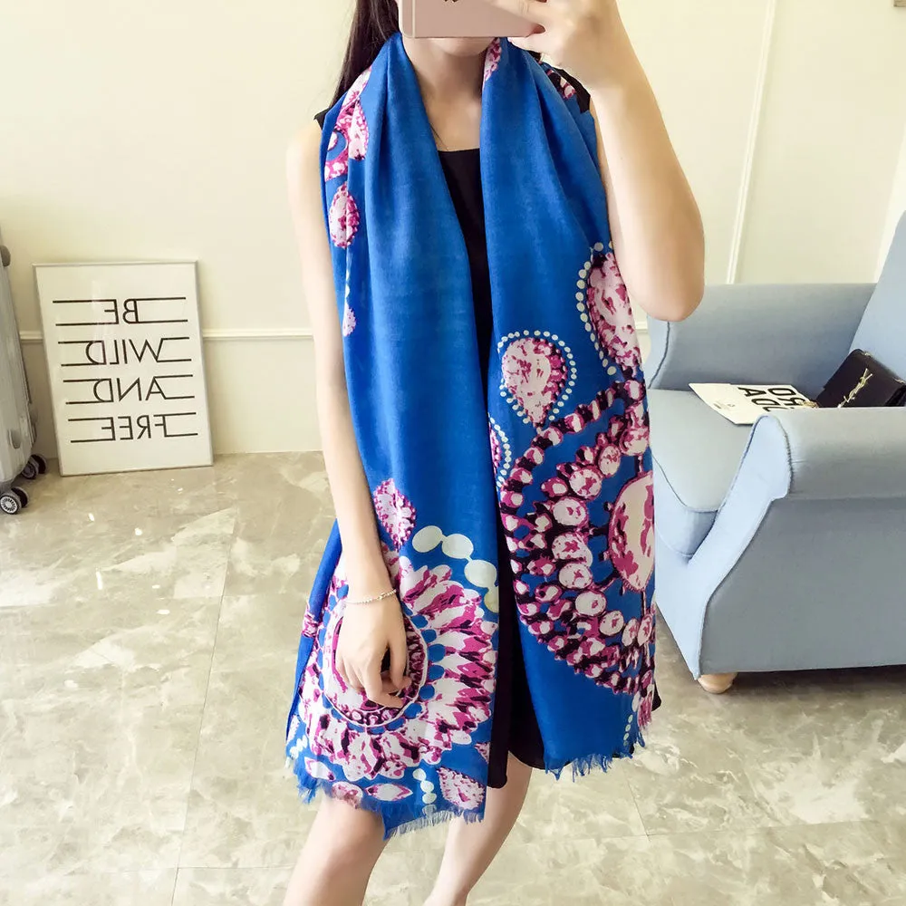 190cm*90cm Women Scarves Necklace Printed Soft Long Wraps Shawl Scarves Cotton Scarf Shawls