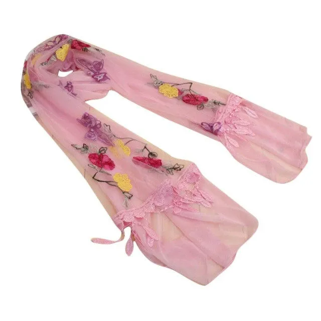 8 Colors  New Women's Scarves Embroidery Tassel Voile   Soft Warm Sacrf For Women Butterfly Shawl Wrap #1201 SM6