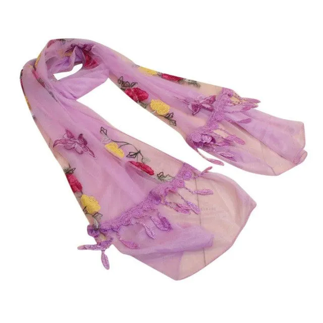 8 Colors  New Women's Scarves Embroidery Tassel Voile   Soft Warm Sacrf For Women Butterfly Shawl Wrap #1201 SM6