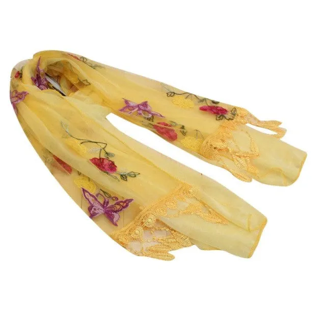 8 Colors  New Women's Scarves Embroidery Tassel Voile   Soft Warm Sacrf For Women Butterfly Shawl Wrap #1201 SM6