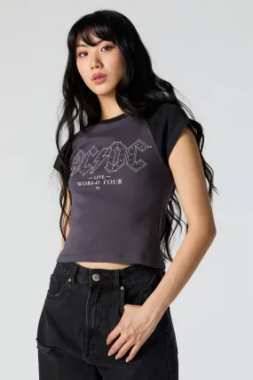 ACDC Rhinestone Graphic Raglan T-Shirt