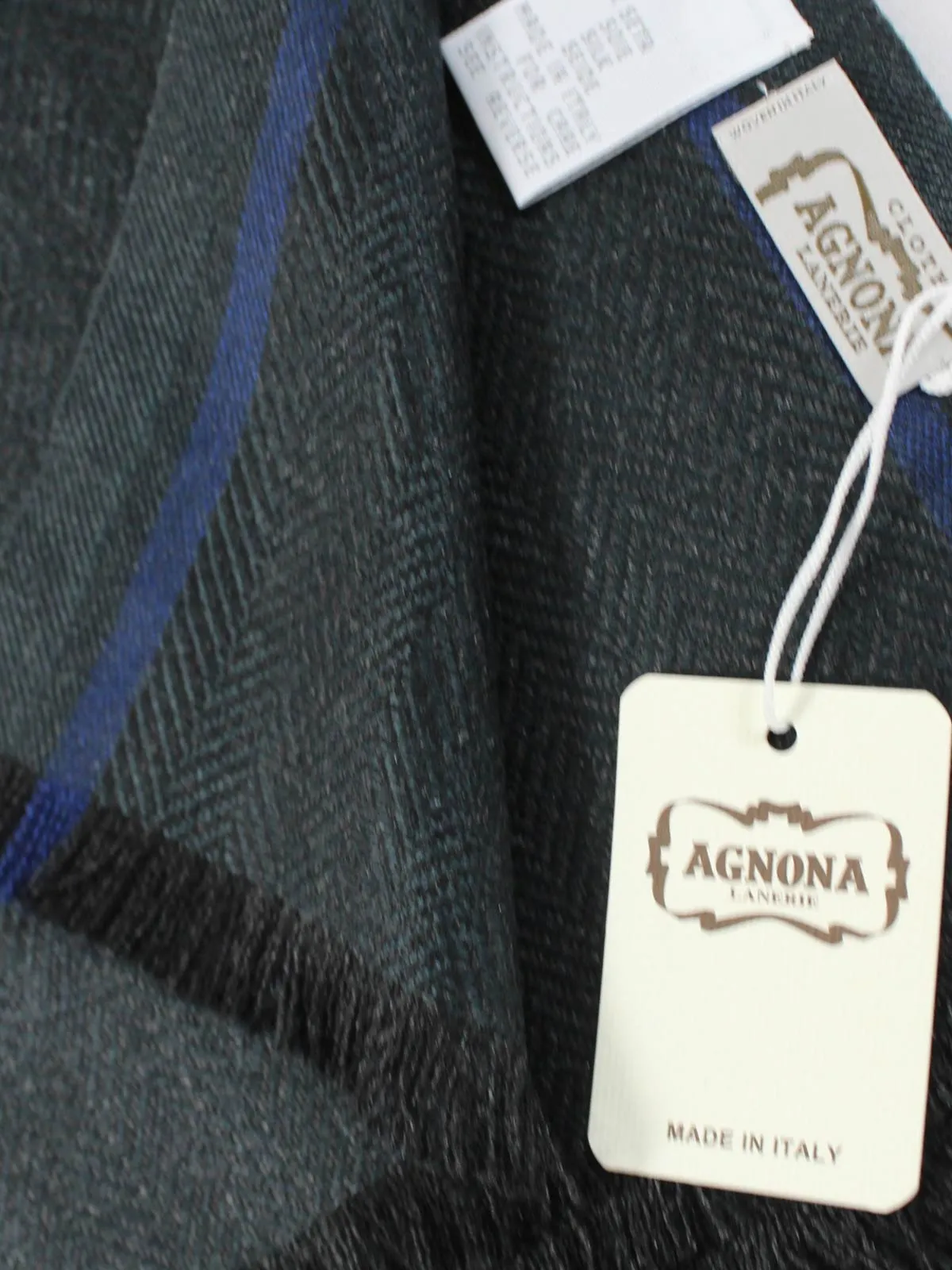 Agnona Scarf Dark Green Gray Stripes - Silk Shawl FINAL SALE