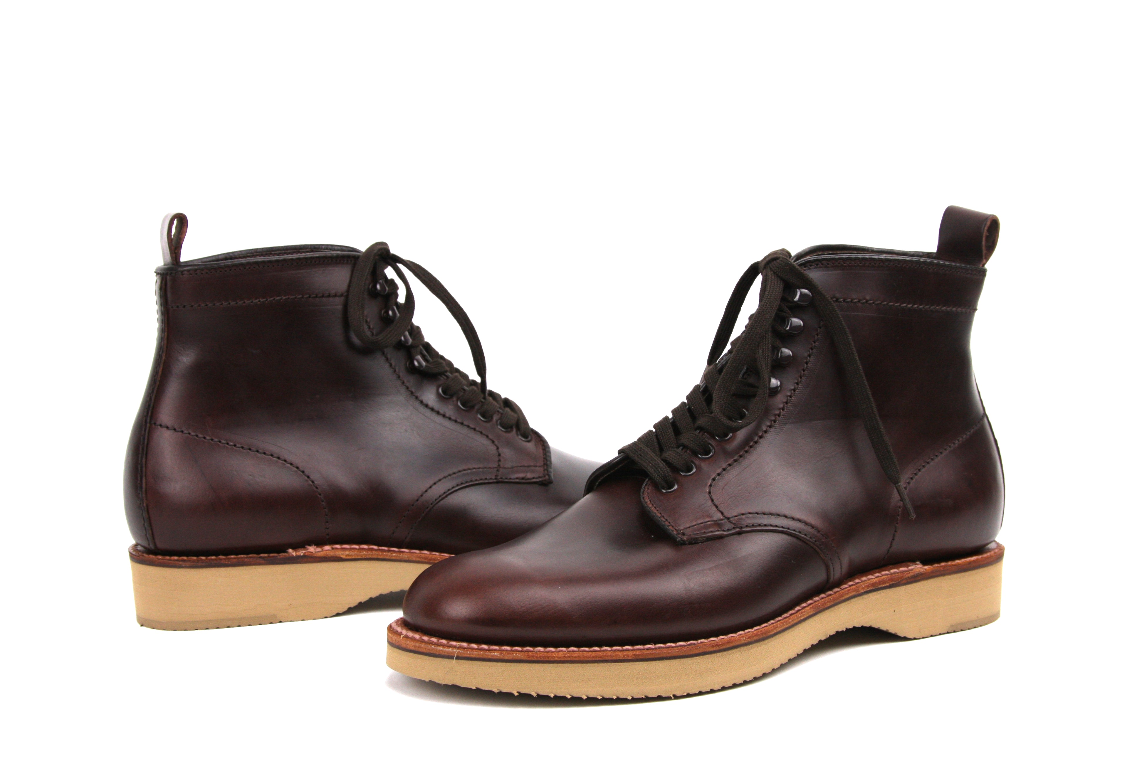 Alden Brown Chromexcel Plain Toe Work Boot on Wedge Sole