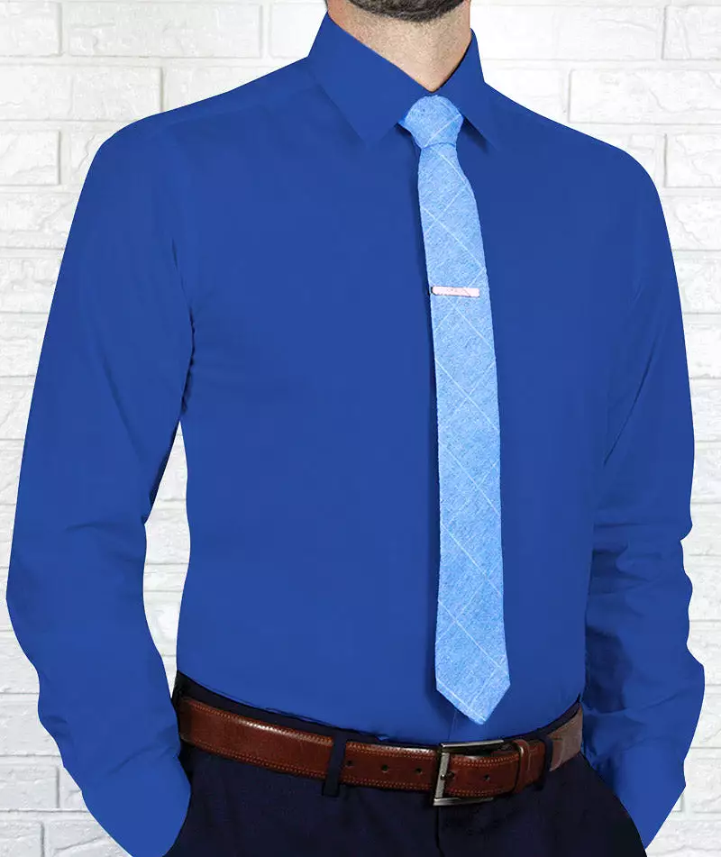 ARTURO Slim Fit Long Sleeve Royal Blue Dress Shirt