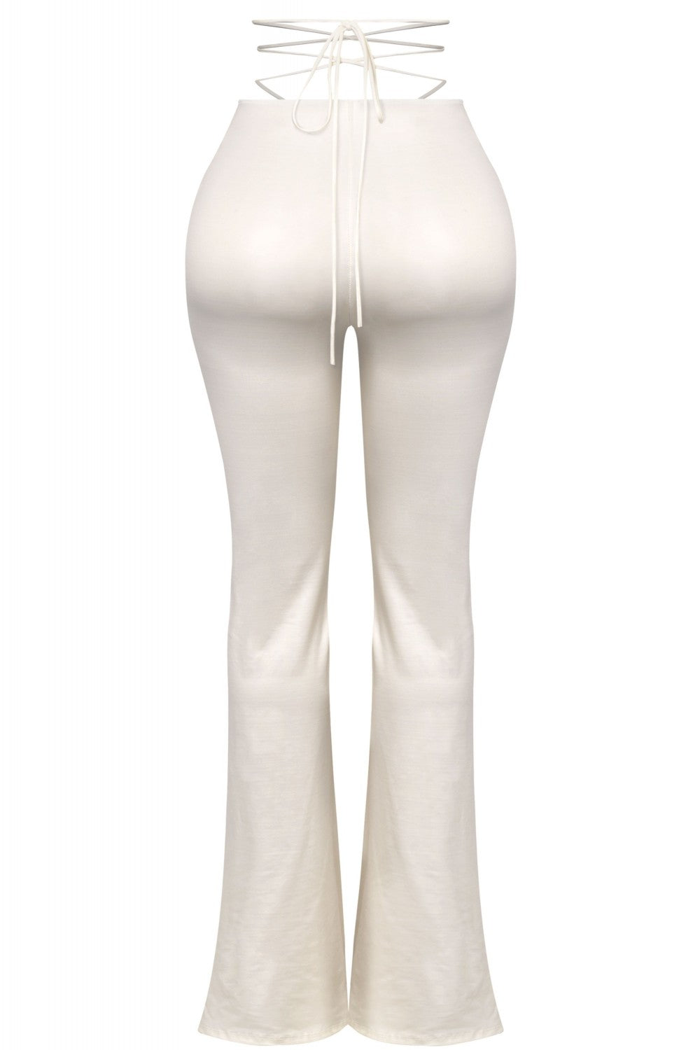 Ayanna Waist Tie Flare Pants (White Leather)