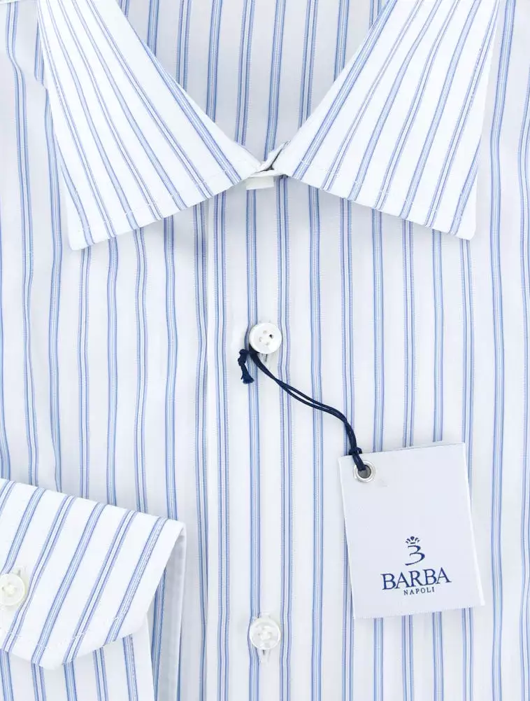 Barba Napoli Light Blue Shirt - Slim - 15 US / 38 EU