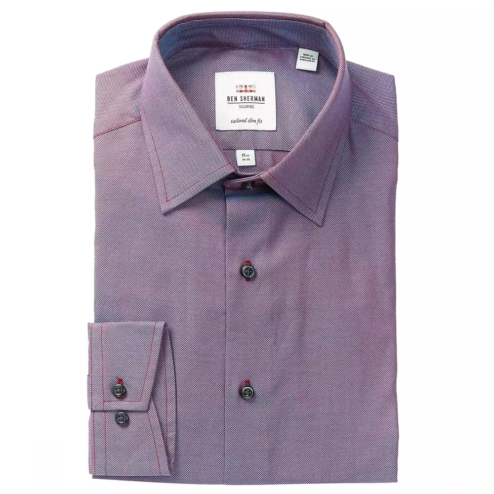 BEN SHERMAN Wine & Blue Royal Oxford Shirt