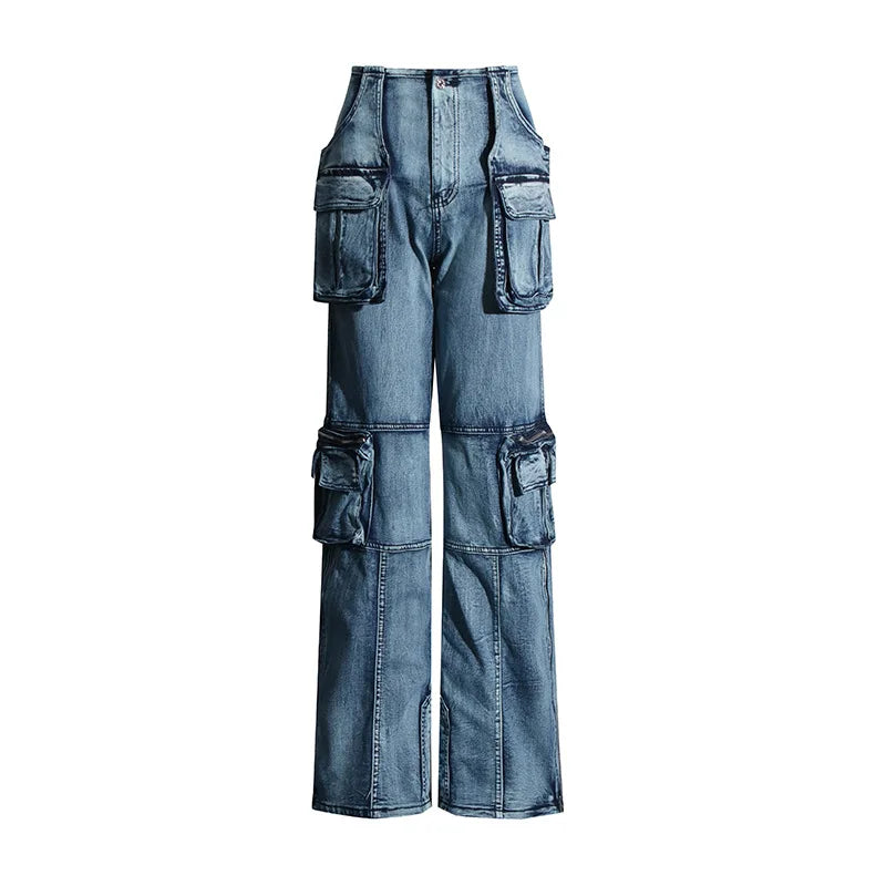 Big Pockets Patchwork Cargo Denim Pants