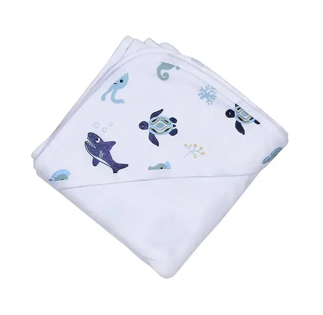 Blue Sea Life Hooded Towel