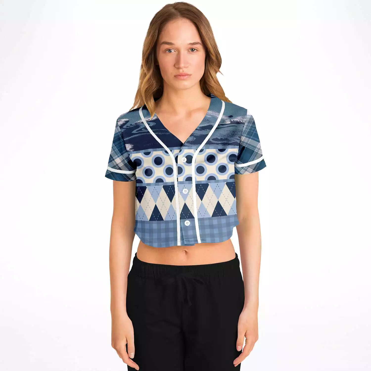 Blueberry Hill Cropped Button Front Jersey