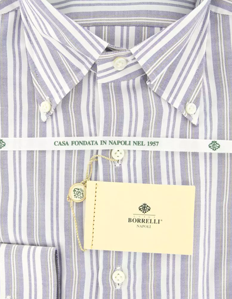 Borrelli Blue Shirt – Size: 15 US / 38 EU