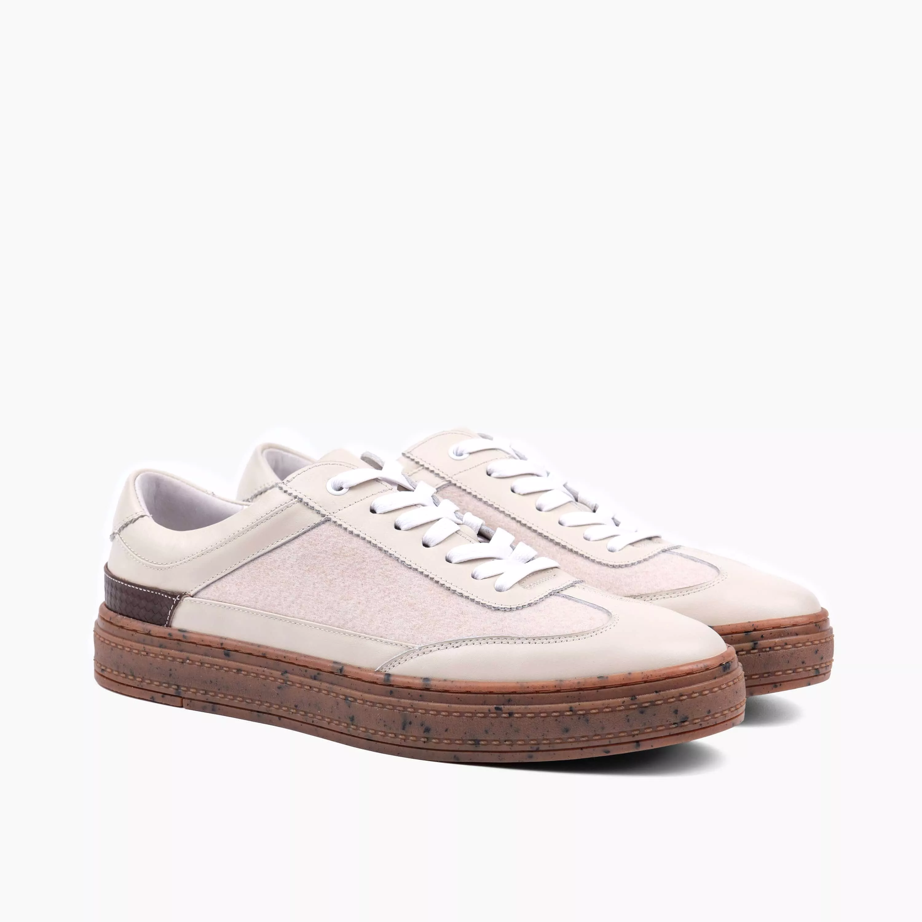 Captain Bone White Leather Sneakers