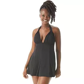 Coco reef halter back draped one-piece swim dress