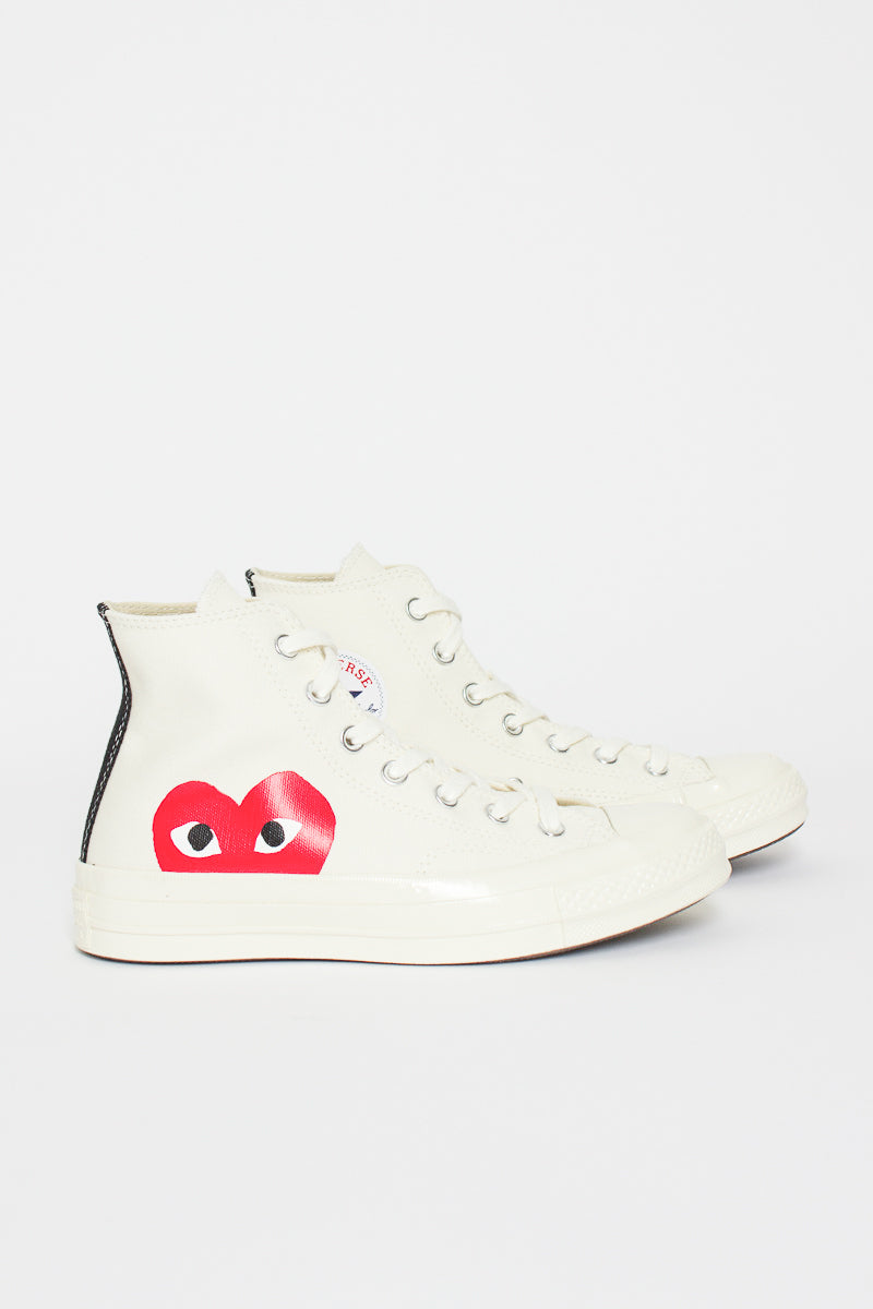 Comme Des Garons PLAY X Chuck Taylor 1970s Hi Milk/White