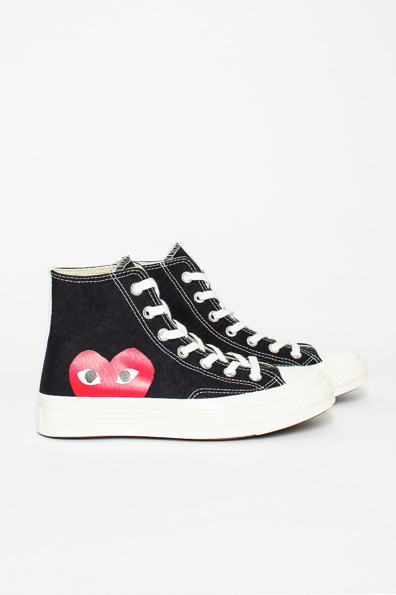 Comme Des Garons PLAY X Chuck Taylors 1970's Hi Ox Black