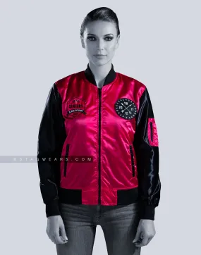 Custom Satin Bomber Jackets | Women Pink Bomber Jacket