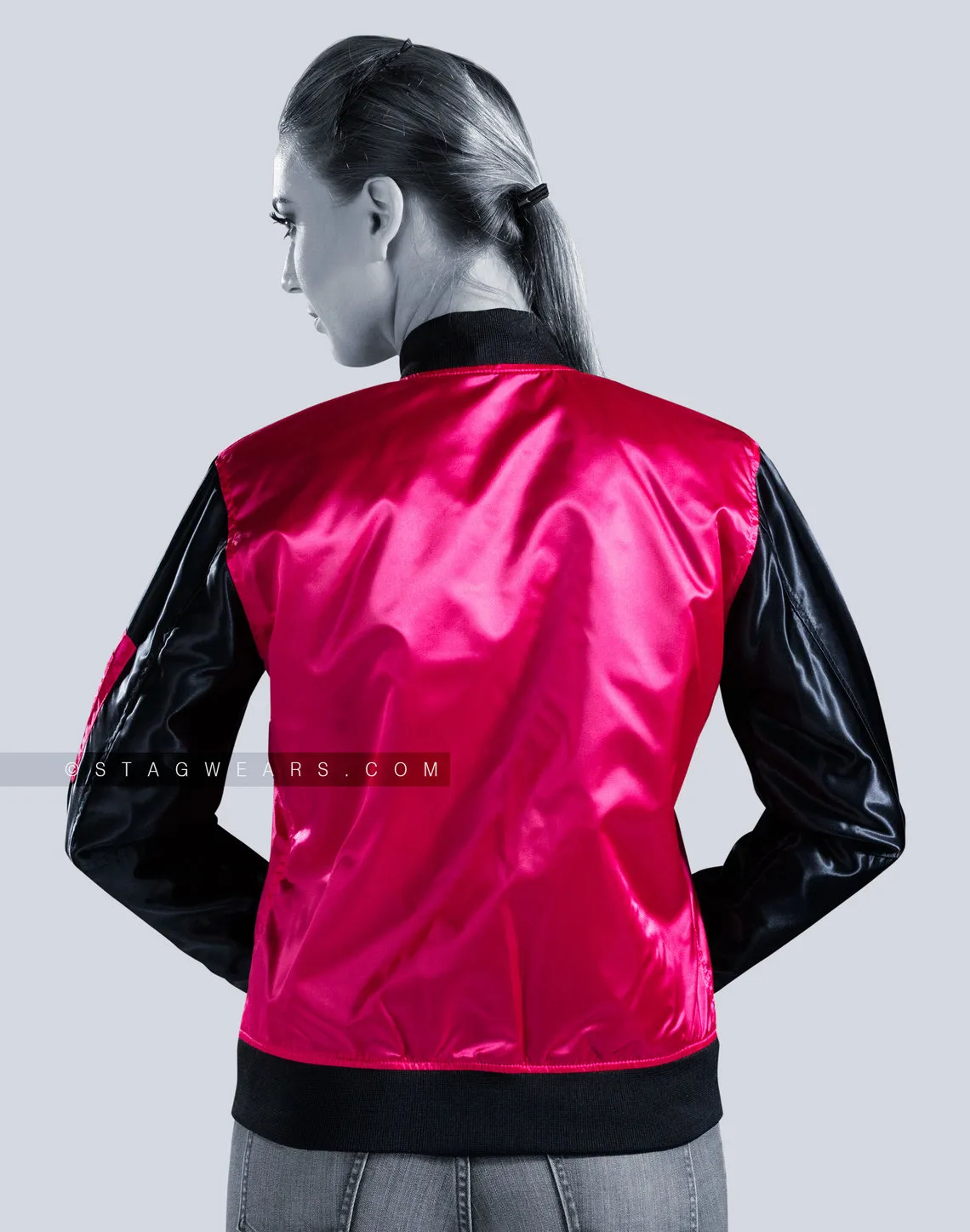 Custom Satin Bomber Jackets | Women Pink Bomber Jacket