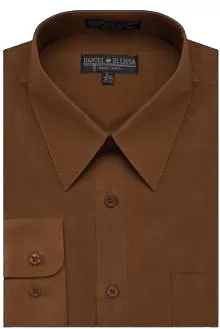 DANIEL ELLISSA BASIC DRESS SHIRT W/ CONVERTIBLE CUFF DS3001 BROWN