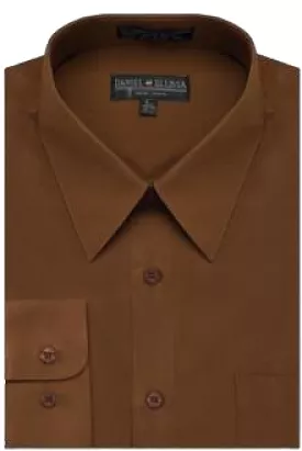 DANIEL ELLISSA BASIC DRESS SHIRT W/ CONVERTIBLE CUFF DS3001 BROWN