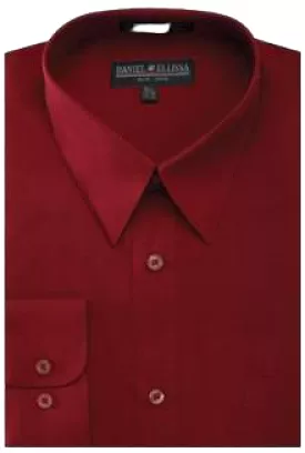 DANIEL ELLISSA BASIC DRESS SHIRT W/ CONVERTIBLE CUFF DS3001 BURGUNDY