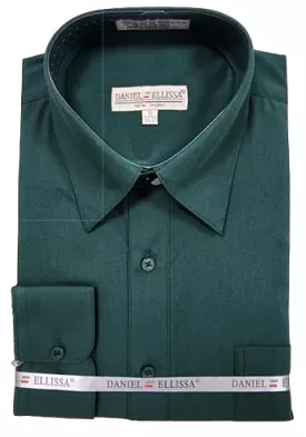 DANIEL ELLISSA BASIC DRESS SHIRT W/ CONVERTIBLE CUFF DS3001 HUNTER GREEN