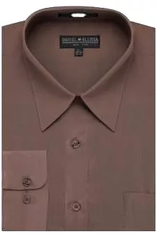 DANIEL ELLISSA BASIC DRESS SHIRT W/ CONVERTIBLE CUFF DS3001 TAUPE