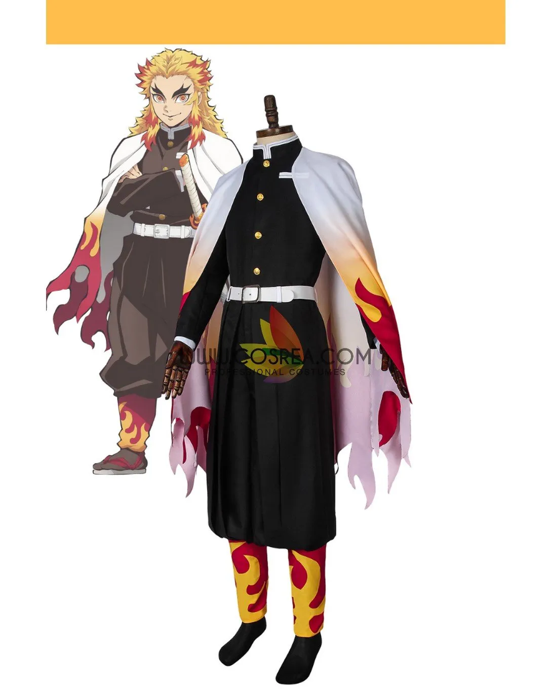 Demon Slayer Rengoku Kyojuro Printed Cosplay Costume