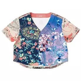 Dolores Park Paisley Cropped Button Front Jersey