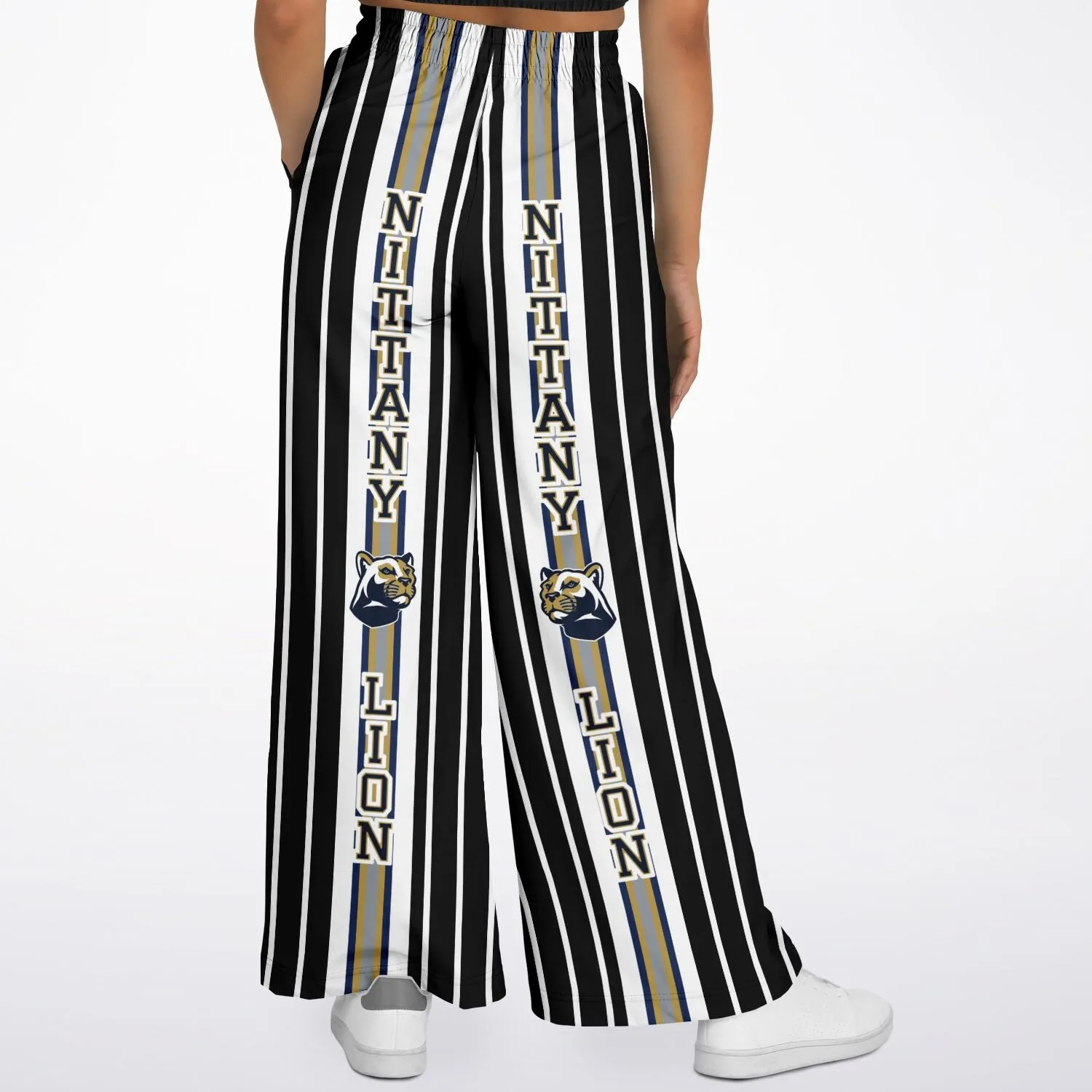 Ebony and Ivory Pinstripe Eco-Poly Stretchy Phat Bellbottoms