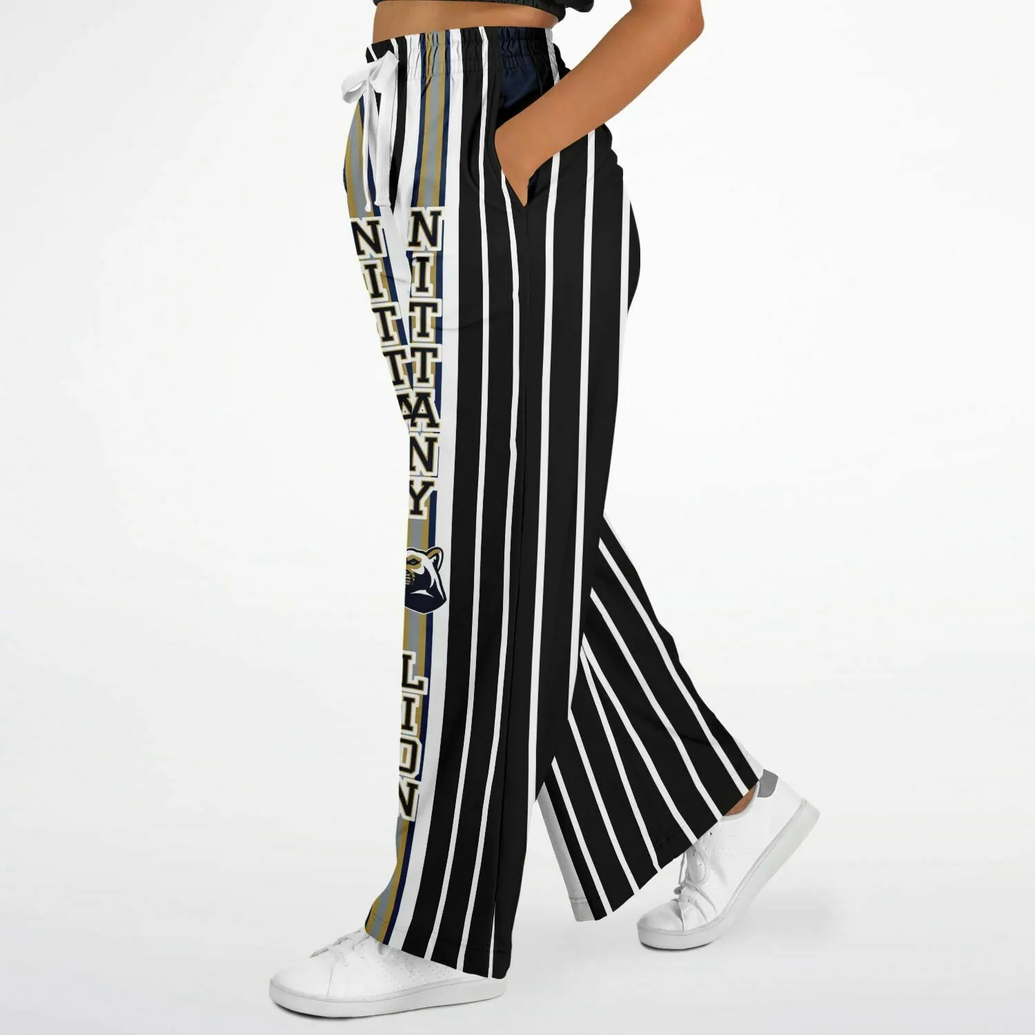 Ebony and Ivory Pinstripe Eco-Poly Stretchy Phat Bellbottoms