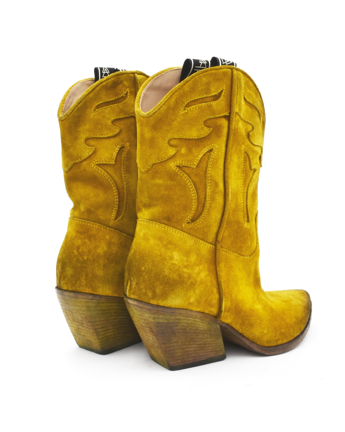 Elena Iachi Citron Yellow Dip-Dyed Suede Western Boot