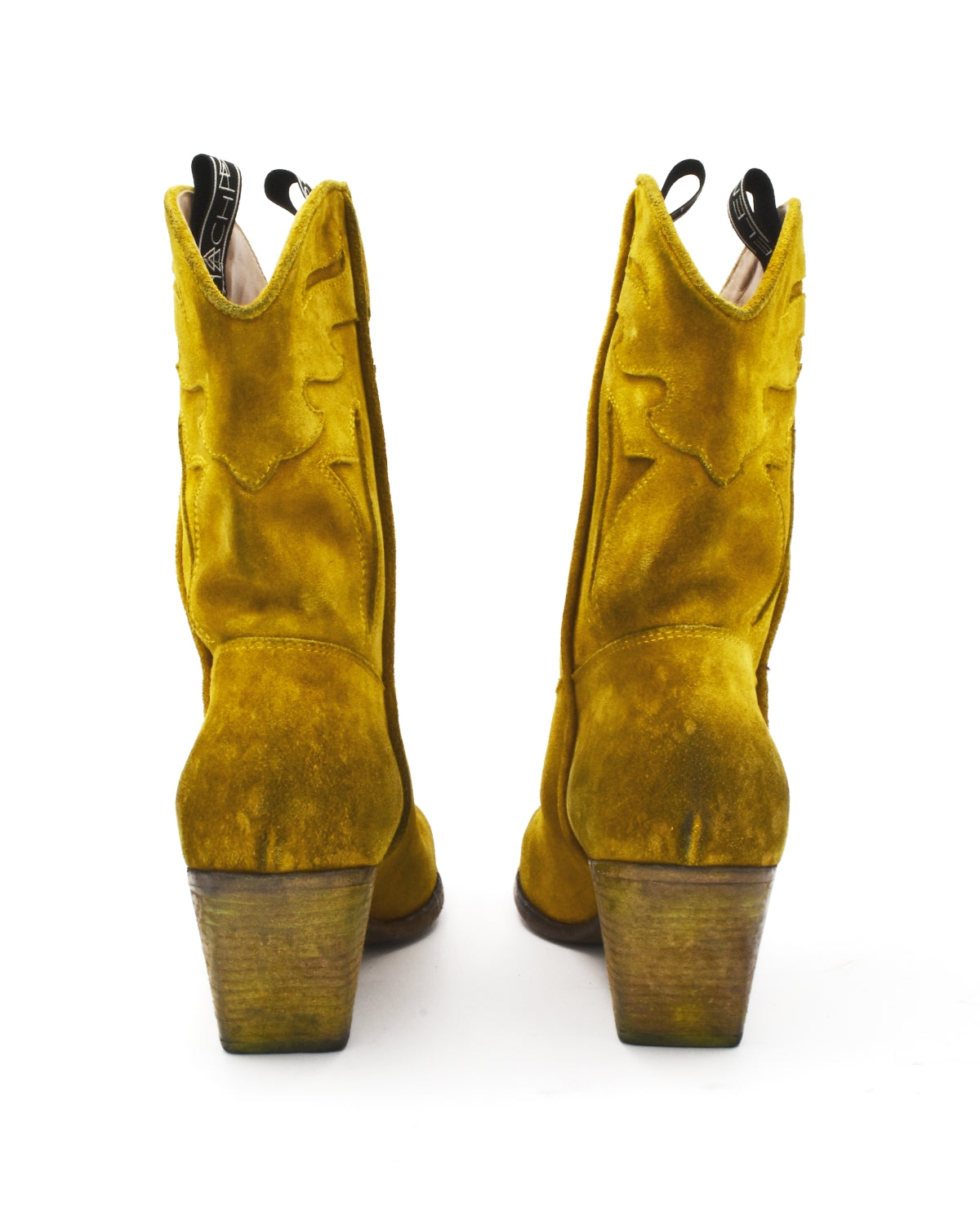 Elena Iachi Citron Yellow Dip-Dyed Suede Western Boot