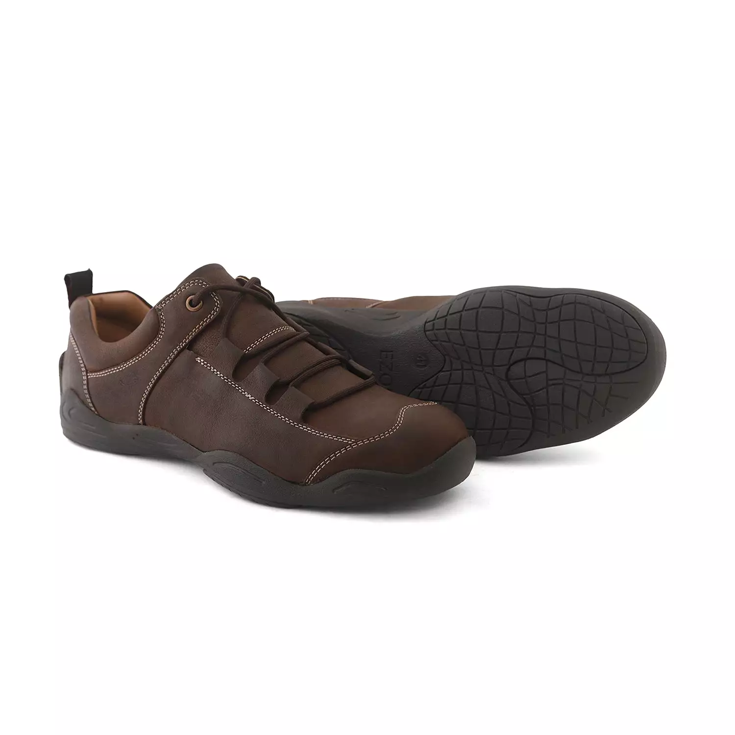 Ezok Mens Casual Brown Leather Sneakers