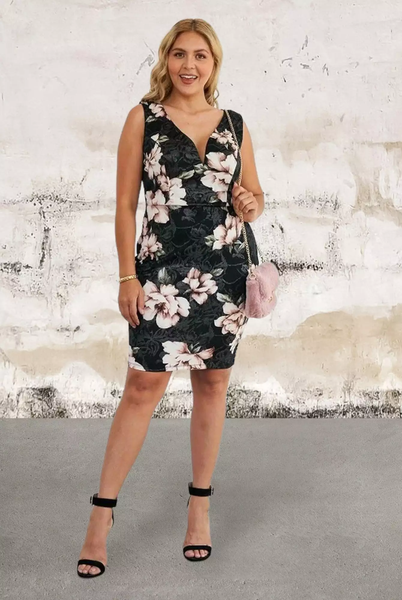 Floral sleeveless v-neck line dress