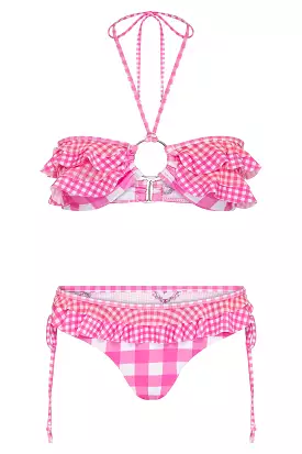 Gingham Bandeau Bikini Top