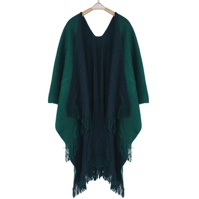 Hot Sale Scarves Women   2 Use Knitted Cashmere Ladies Poncho Capes Shawl Cardigans Sweater Pashmna Female bufandas # GS