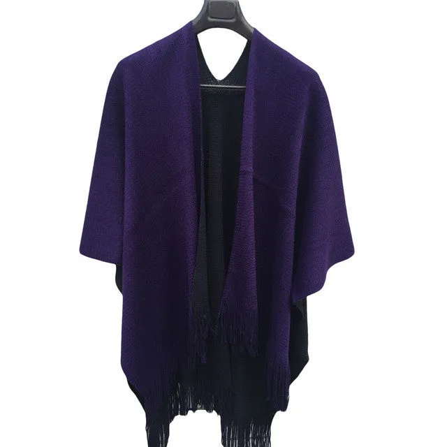 Hot Sale Scarves Women   2 Use Knitted Cashmere Ladies Poncho Capes Shawl Cardigans Sweater Pashmna Female bufandas # GS