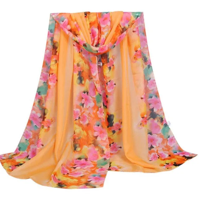 Hot Selling Women   Soft Long Chiffon Large Scarf Wrap Shawl Stole Print Scarves Pashmina 4 Colors YLYL GS