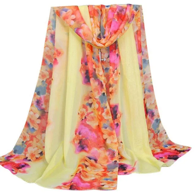 Hot Selling Women   Soft Long Chiffon Large Scarf Wrap Shawl Stole Print Scarves Pashmina 4 Colors YLYL GS