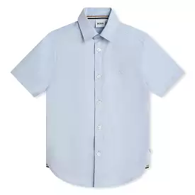 Hugo Boss Boys Short Sleeve Pale Blue Oxford Dress Shirt _ J50696-77D