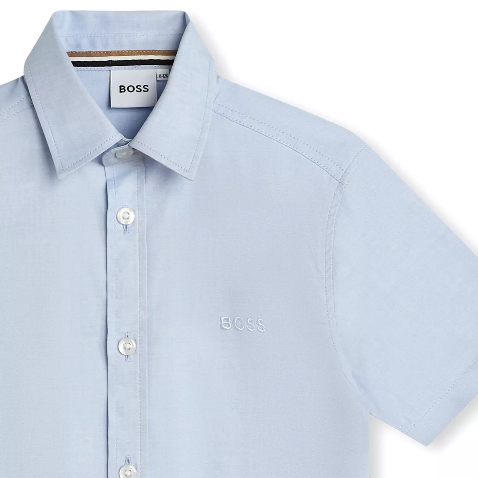 Hugo Boss Boys Short Sleeve Pale Blue Oxford Dress Shirt _ J50696-77D