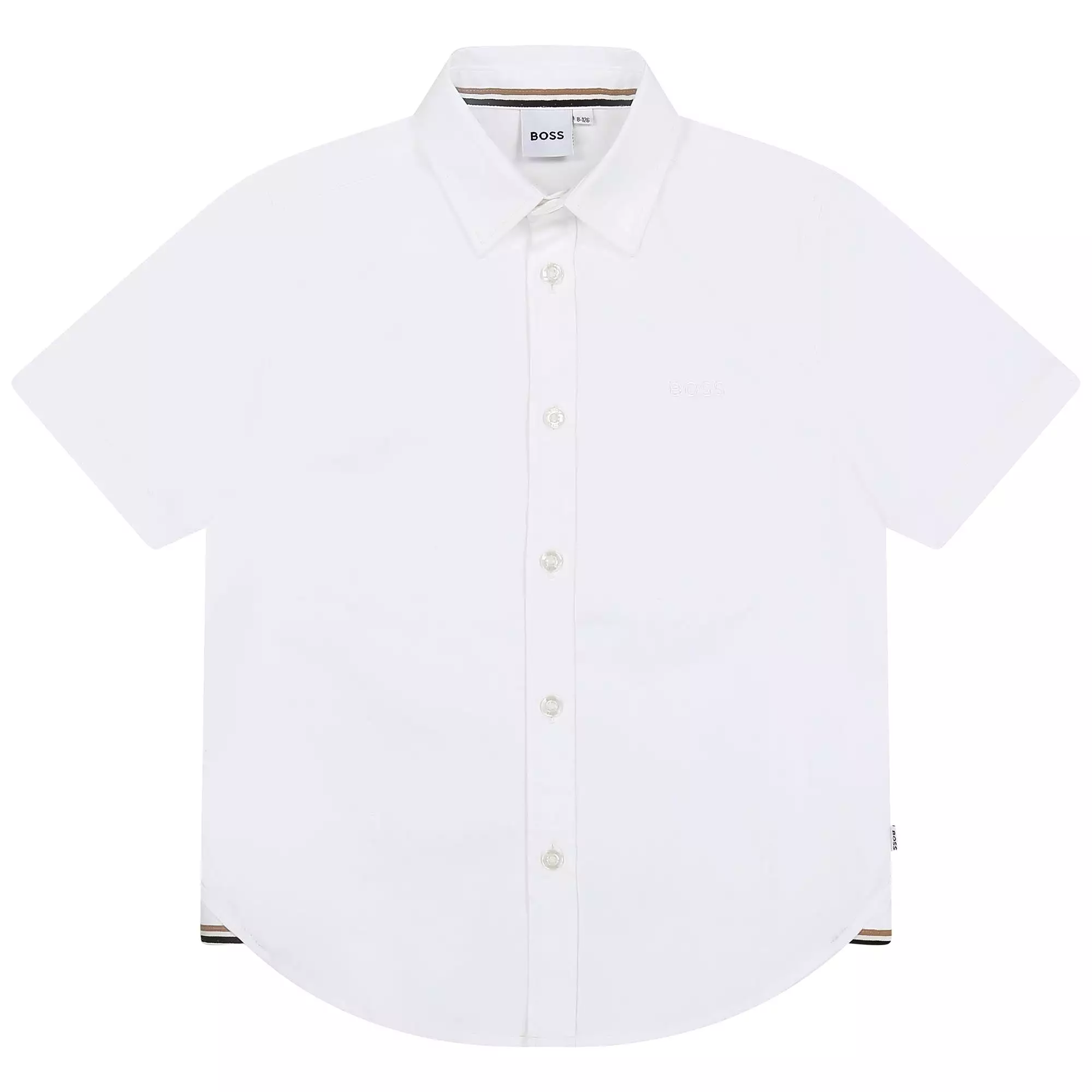 Hugo Boss Boys Short Sleeved Slim Fit Dress Shirt _White J25O36