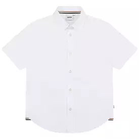 Hugo Boss Boys Short Sleeved Slim Fit Dress Shirt _White J25O36