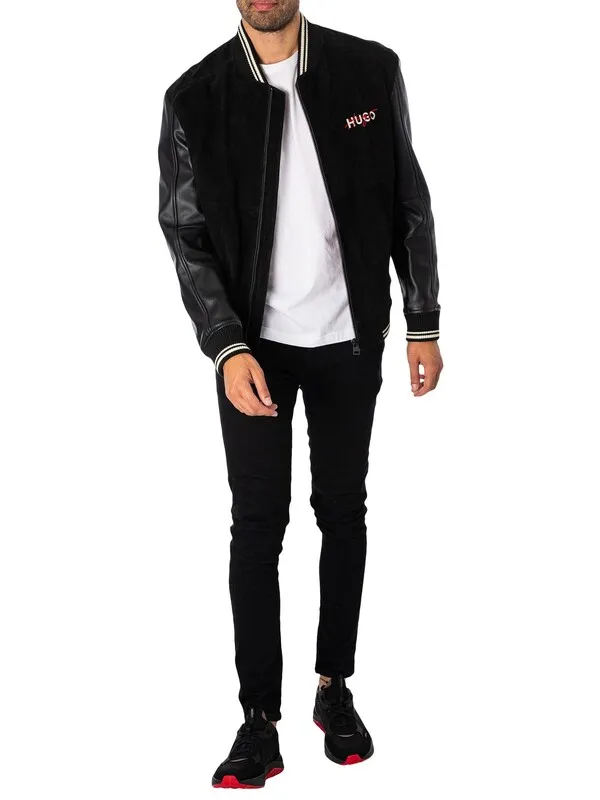 HUGO Laars Varsity-Style Bomber Jackets - Black