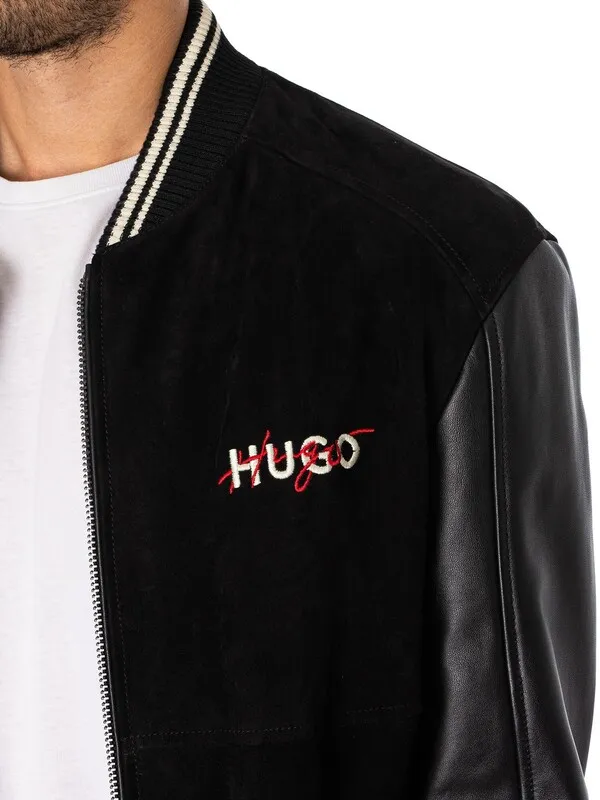 HUGO Laars Varsity-Style Bomber Jackets - Black