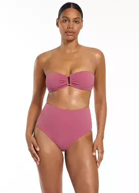 Isla Rib U Trim Bandeau Bikini Top - Mauve