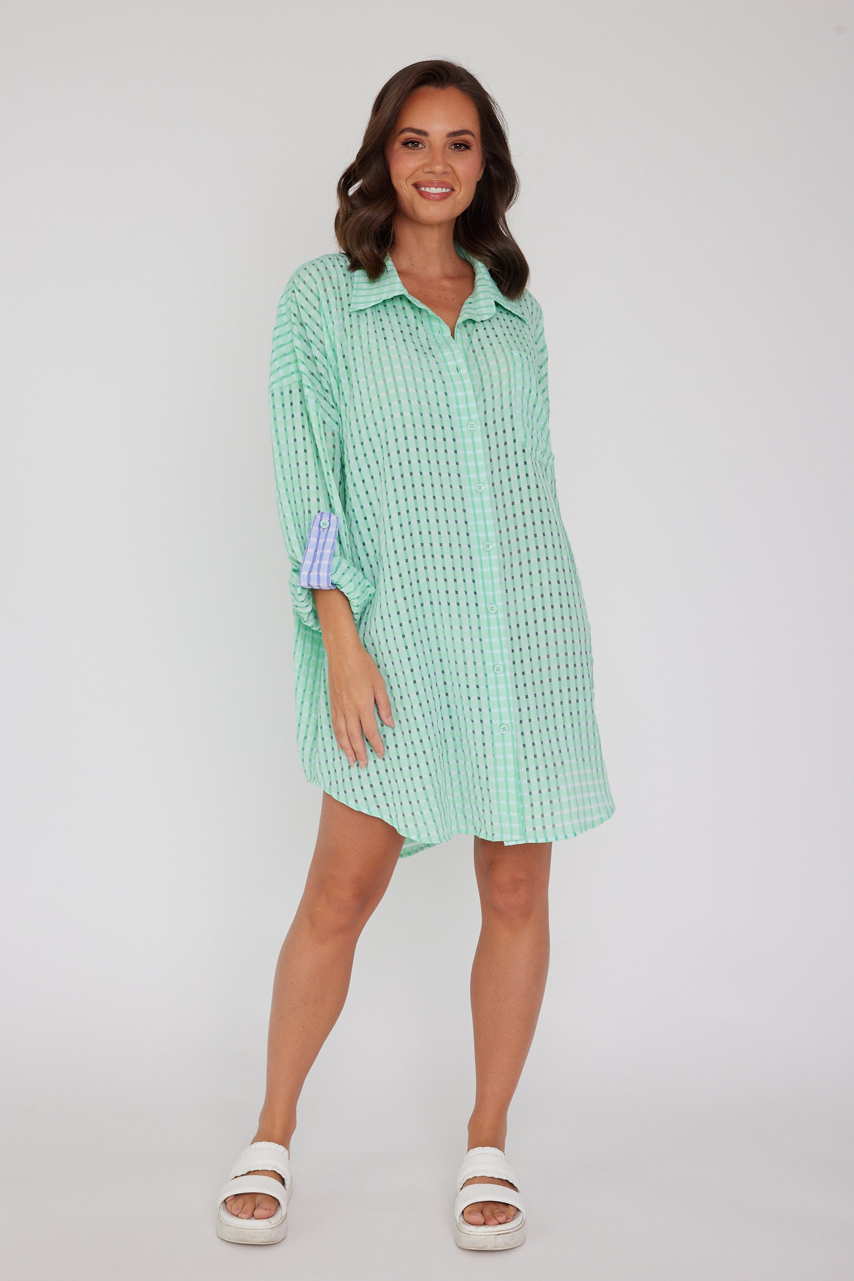 IZZY Dress Chequer Green