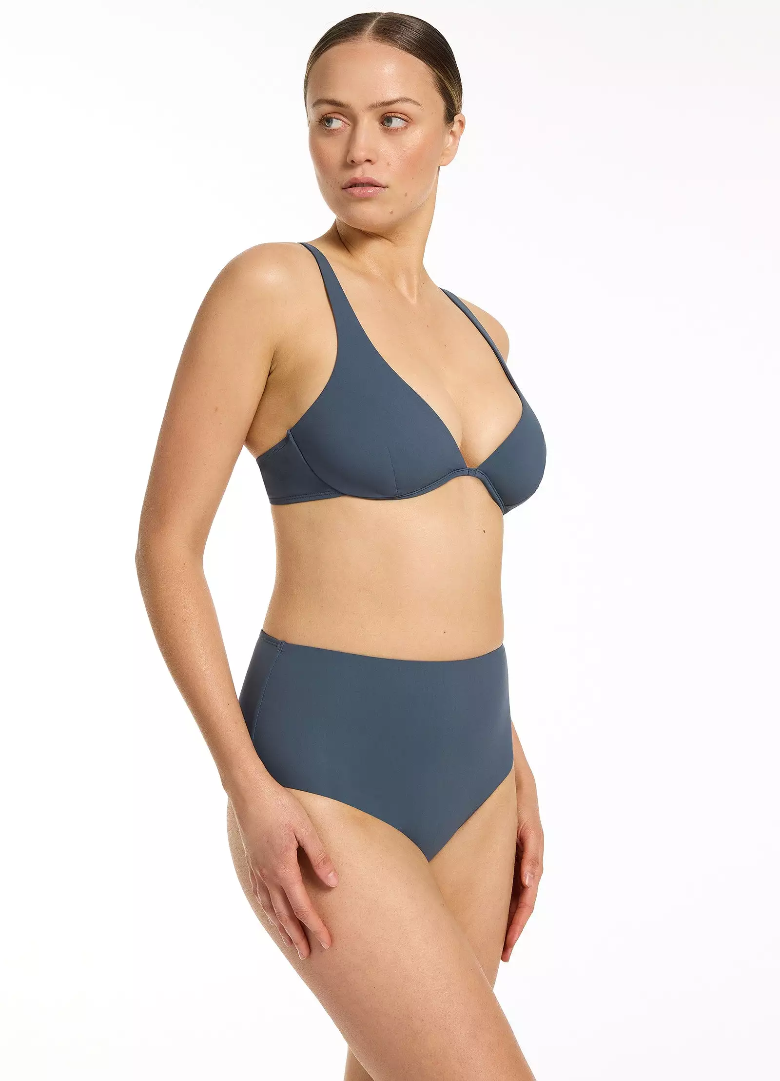 Jetset D-DD Underwire Triangle Bikini Top - Steel Blue